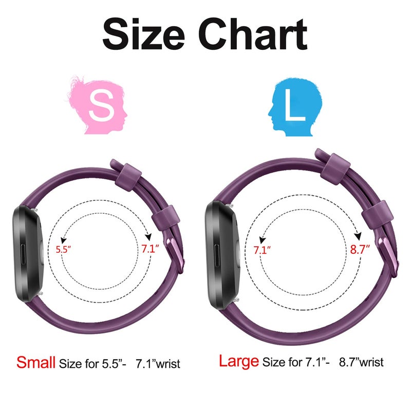 AK Sports Bands - Soft Elastomer Multi-colors Replacement Wristbands for Fitbit Versa 2 Smart Watch (Purple, Small) - Image 4